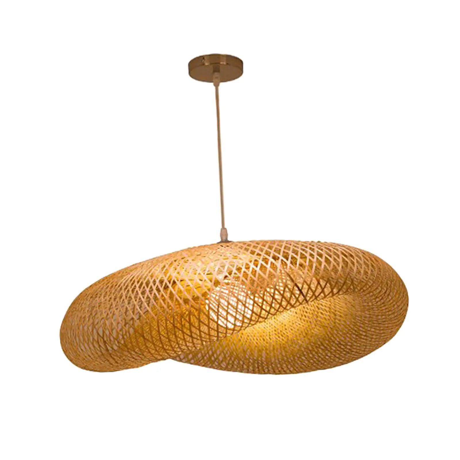 Handgefertigte Vintage Bambusweberei LED-Pendelleuchten - Hängende Kronleuchter im Rattan-Webdesign - Unique Outlet