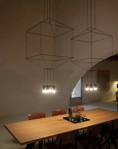 Minimalistische LED-Hängeleuchte im modernen Industriedesign - Kunstvolle Langlinien-Kronleuchter für Wohnzimmer und Treppenhaus - Unique Outlet