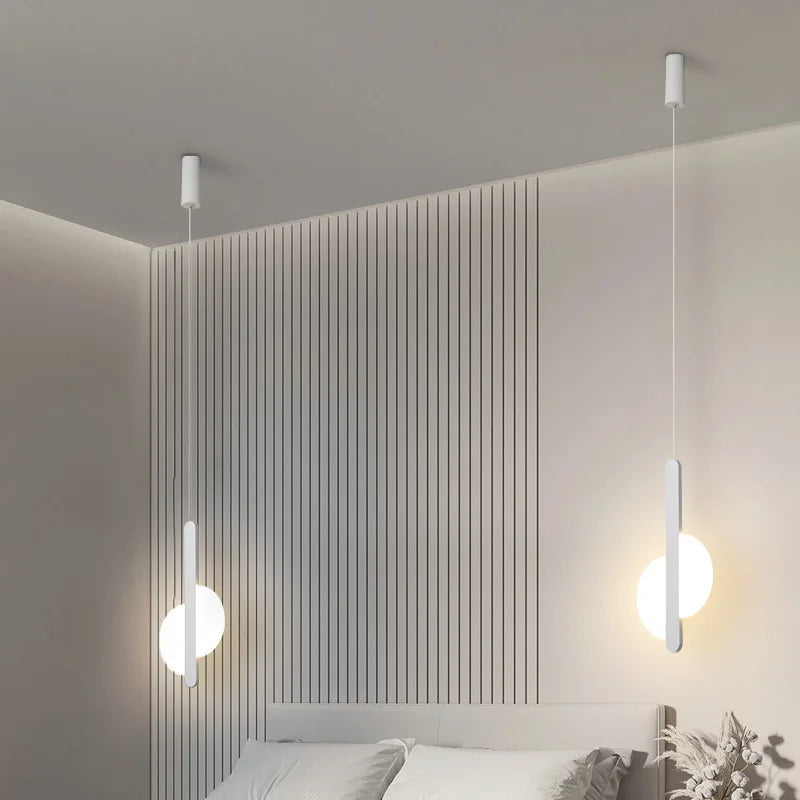 Moderne Minimalistische LED Pendelleuchten in Schwarz und Weiß - Elegante Kronleuchter für Schlafzimmer, Esszimmer und Bar-Dekoration - Unique Outlet