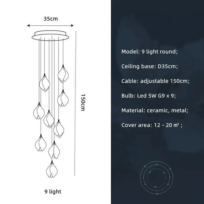 Moderne Keramik-Blütenform LED-Deckenleuchte - Unique Outlet