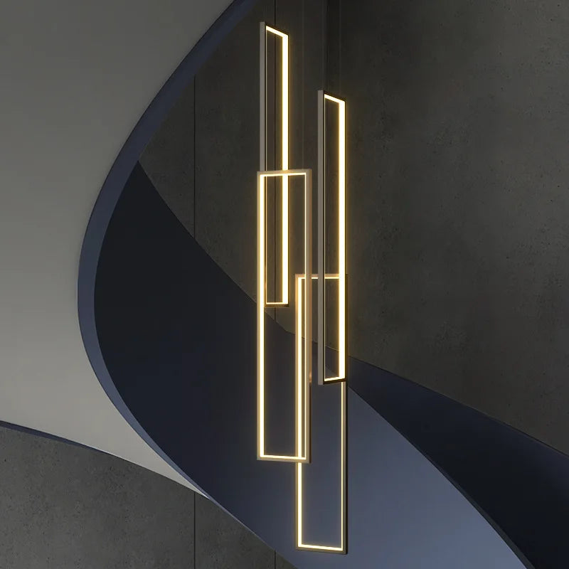 Moderne LED-Rechteck-Kronleuchter für Treppenhaus - Hängende Pendelleuchte für Wohnzimmer und LOFT-Dekor - Unique Outlet