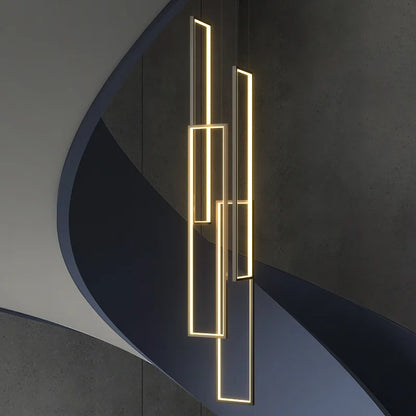 Moderne LED-Rechteck-Kronleuchter für Treppenhaus - Hängende Pendelleuchte für Wohnzimmer und LOFT-Dekor - Unique Outlet
