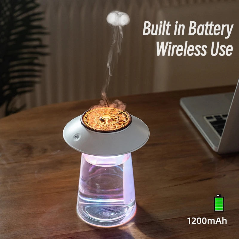 Tragbarer Luftbefeuchter "Qualle Rauchring" - 760ml USB Wiederaufladbarer Aromatherapie-Diffuser Ultraschall Nebelerzeuger für Zuhause - Unique Outlet