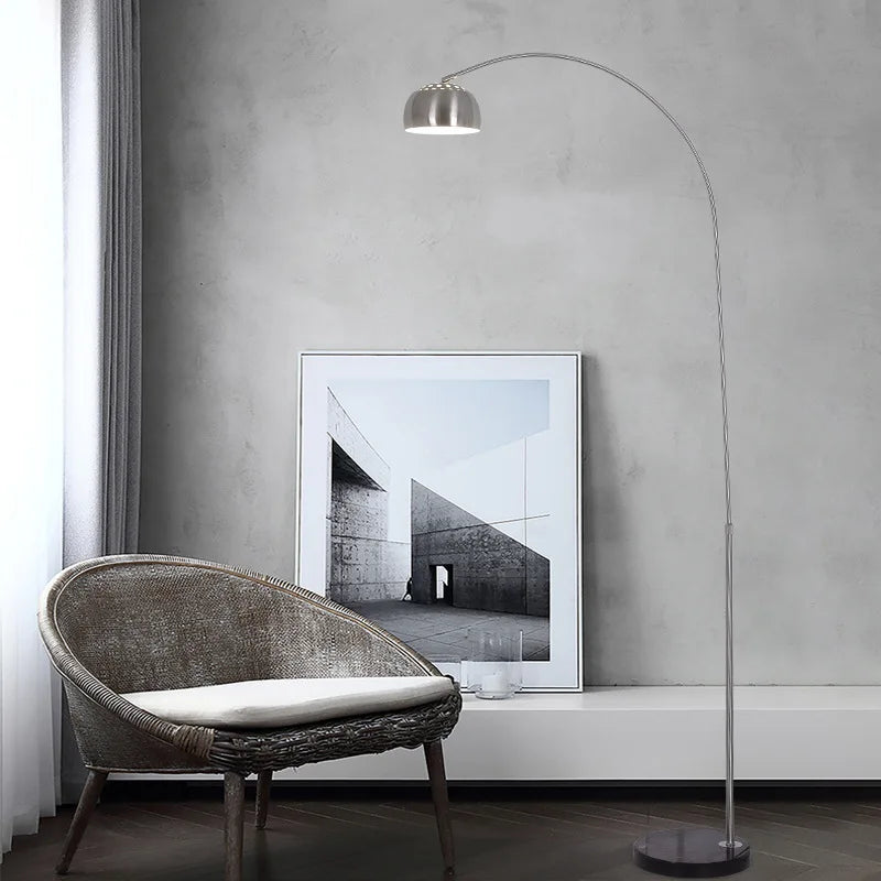Moderne Stehlampe mit verstellbarem Angelruten-Design und Marmorfuß, Fernbedienung, LED-Licht für Wohn- und Schlafzimmer - Unique Outlet