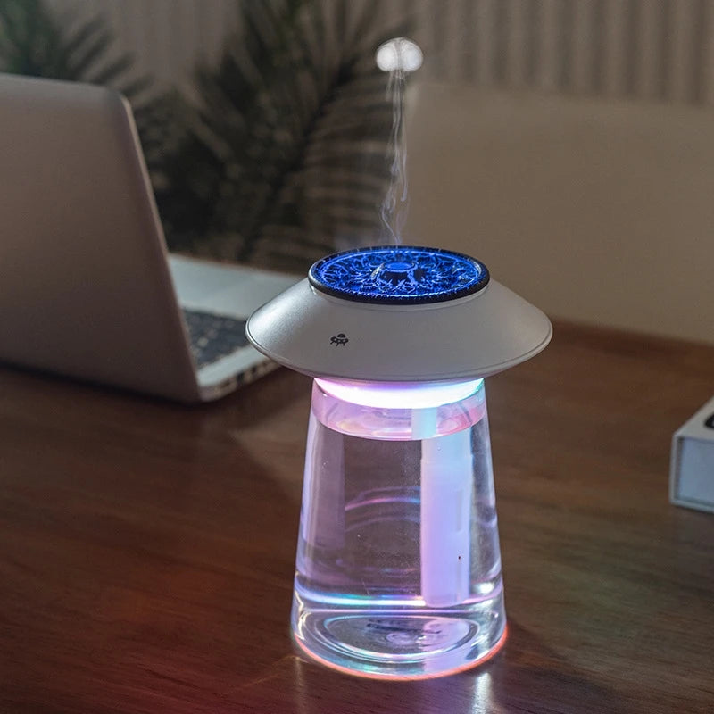 Tragbarer Luftbefeuchter "Qualle Rauchring" - 760ml USB Wiederaufladbarer Aromatherapie-Diffuser Ultraschall Nebelerzeuger für Zuhause - Unique Outlet