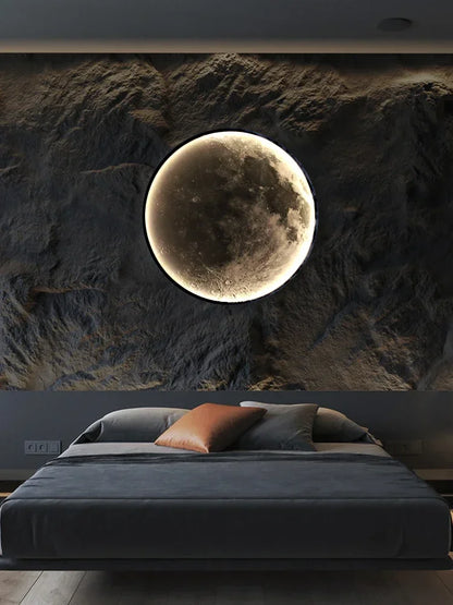 Realistische Mond-LED-Wandleuchte für Schlafzimmer – Fernbedienung, 3 Lichtmodi, Wandmontage, 3D-Design - Unique Outlet