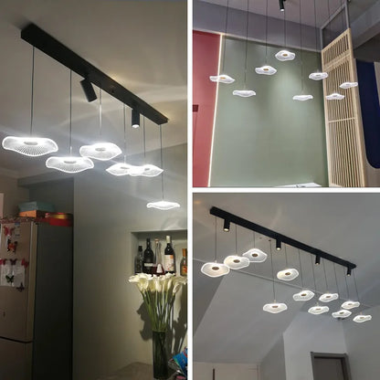 Moderne Kreative LED-Kronleuchter für Restaurants und Bars - Lotusblatt-Design, Eisen, Aluminium und Acryl - Unique Outlet
