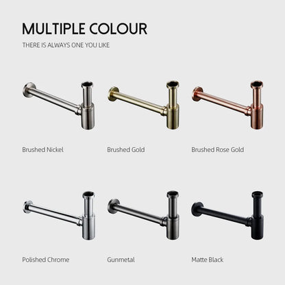 Luxus Siphon für Waschbecken – P-Trap in Gebürstetem Gold aus Hochwertigem Messing im Modernen Stil - Unique Outlet