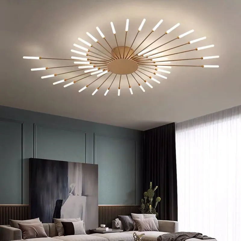 Designer LED-Deckenleuchte im nordischen Stil mit Feuerwerk-Effekt, Ideal für Wohn- und Schlafzimmer, Schwarze Innenbeleuchtung, 220V - Unique Outlet