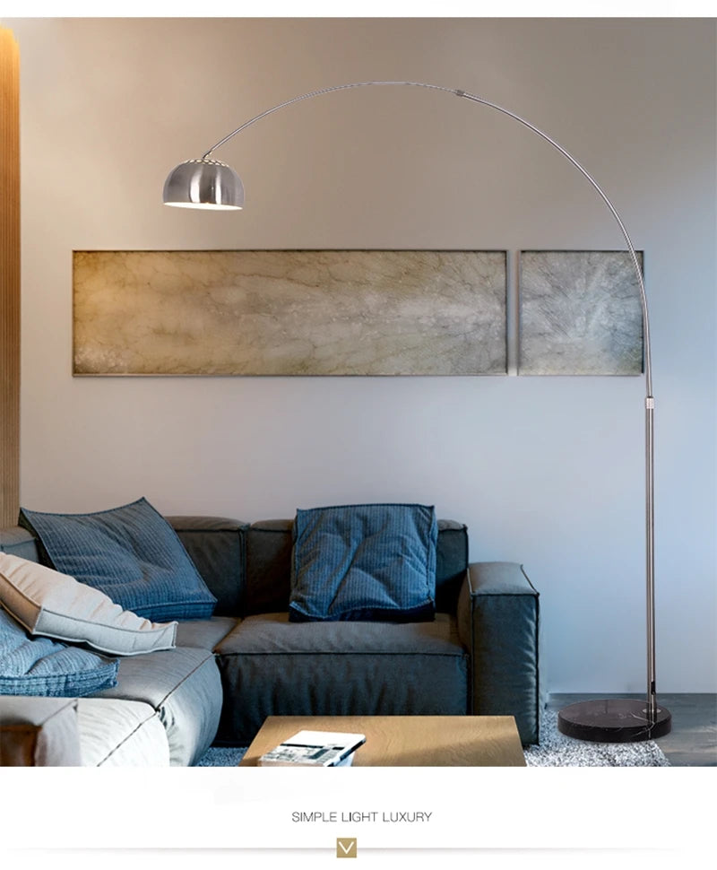 Moderne Stehlampe mit verstellbarem Angelruten-Design und Marmorfuß, Fernbedienung, LED-Licht für Wohn- und Schlafzimmer - Unique Outlet