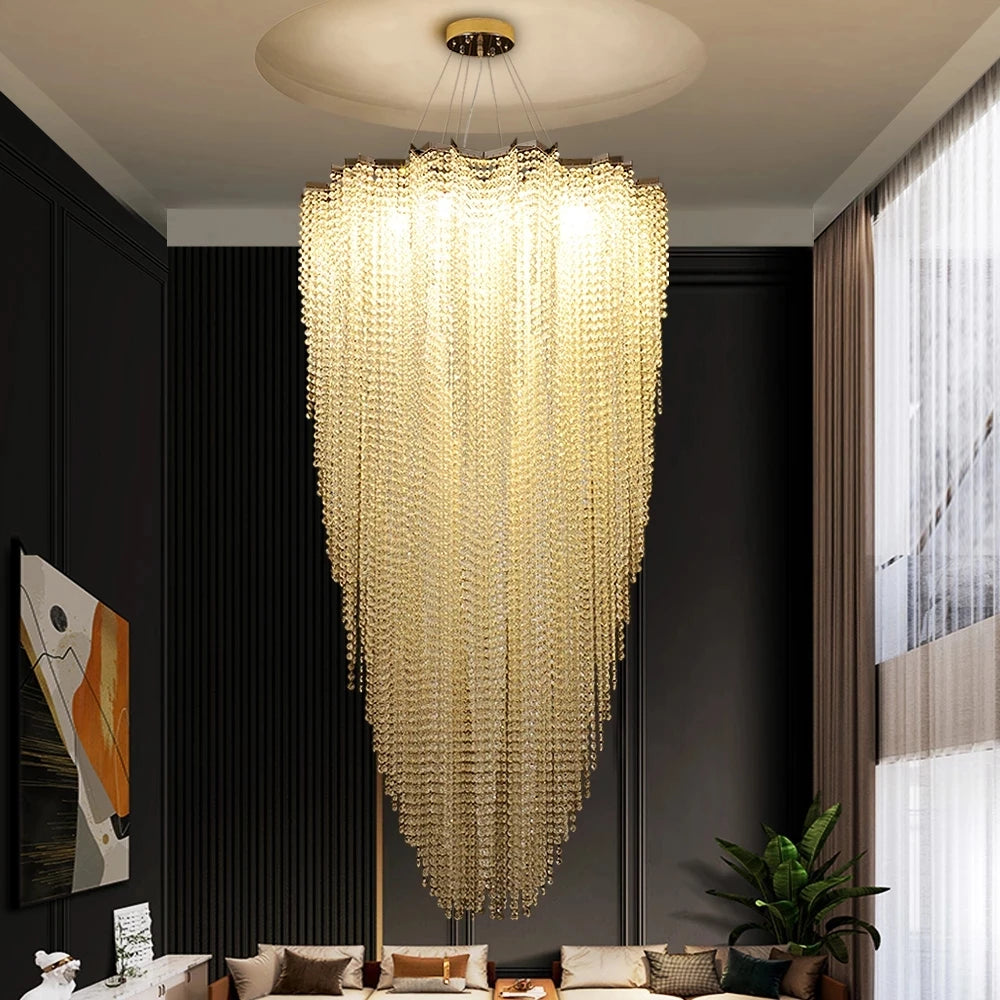 Große Luxus-Kristall-Kronleuchter in Gold und Chrom – Elegante Hängeleuchten für Wohnzimmer, Hotelhallen und Treppenhäuser - Unique Outlet