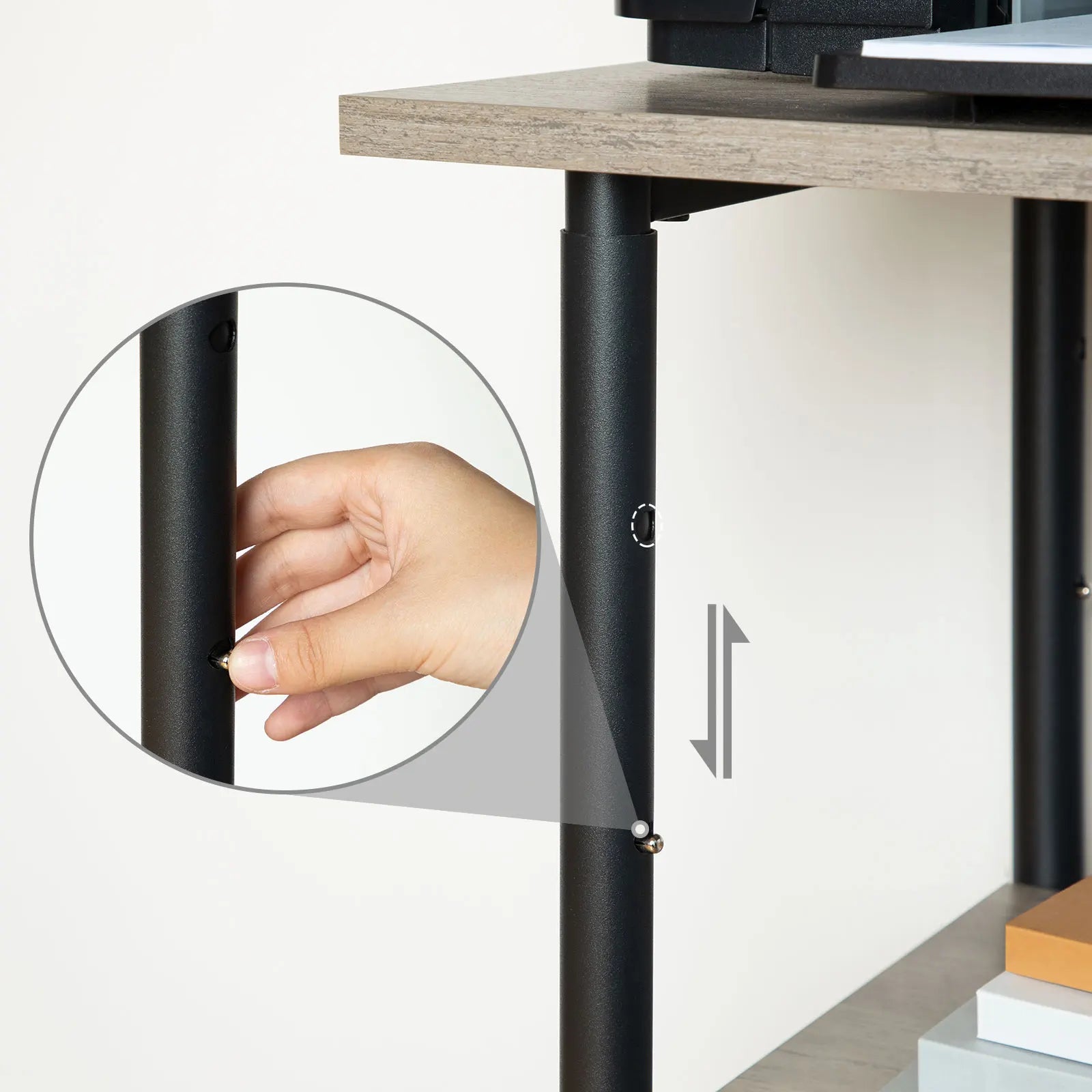 3-Ebenen Druckertisch Höhenverstellbar mit Rollen und Schloss, Rollwagen für Unter-Schreibtisch-Aufbewahrung im Heimbüro - Unique Outlet
