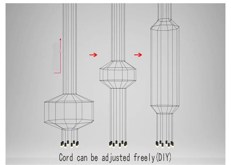 Minimalistische LED-Hängeleuchte im modernen Industriedesign - Kunstvolle Langlinien-Kronleuchter für Wohnzimmer und Treppenhaus - Unique Outlet