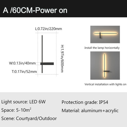 Außenwandleuchte, Lange, Wasserdicht, IP54, Aluminium, Wandlampe für Veranda, Terrasse, Innenräume, Schlafzimmer, Wohnzimmer Dekoration - Unique Outlet