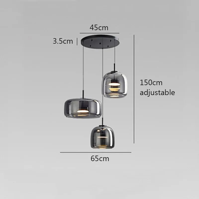 Moderne LED-Glaspendelleuchte in Bernsteinfarben – Elegante Hängeleuchte für Innenraumgestaltung - Unique Outlet