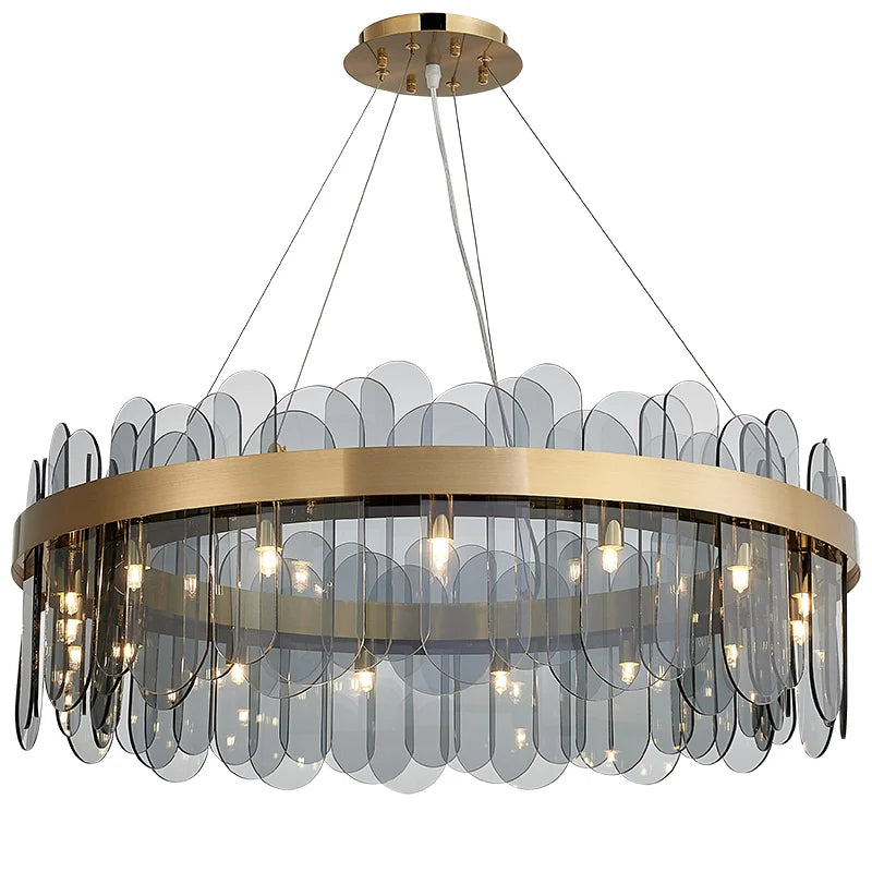 Nordischer Postmoderner LED-Glas-Kronleuchter - Atmosphärische Pendelleuchte im Luxusdesign für Wohnzimmer, Schlafzimmer, Hotels, Shops und Restaurants - Unique Outlet