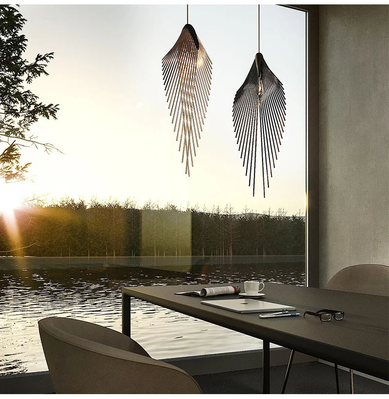 Minimalistische Moderne Hängeleuchte "Leaf Chandelier" mit LED für stilvolle Wohnraumbeleuchtung Designerleuchte - Unique Outlet