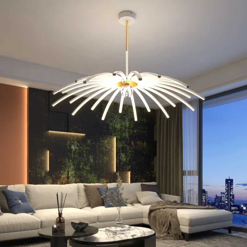 Minimalistischer LED-Kronleuchter - Modernes Design in Schwarz und Weiß für Wohn- und Esszimmer - Unique Outlet