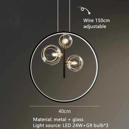 Handgeblasener Kronleuchter mit Glaslampenschirm und Aluminiumring - Verfügbar in Transparent oder Milchweiß - Für Wohnzimmer, Esszimmer, Schlafzimmer - Unique Outlet