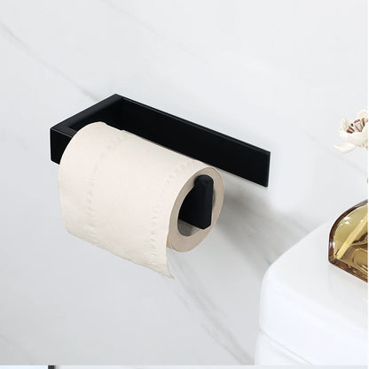 Elegantes Badezimmer-Set in Mattschwarz – Wandmontierter Toilettenpapierhalter, Handtuchstange und Kleiderhaken - Unique Outlet