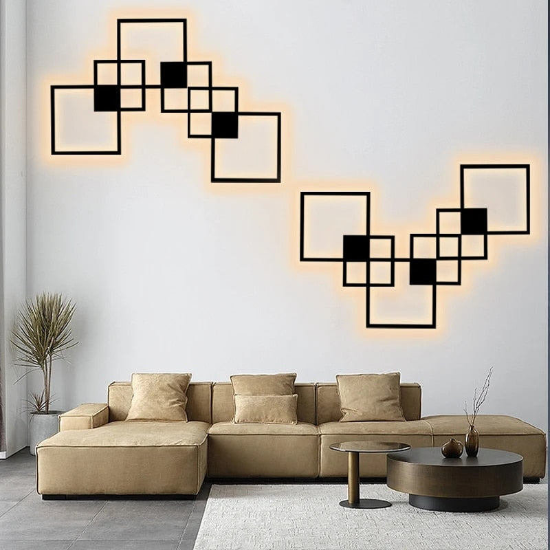 Minimalistische Wandleuchte, Dimmbar, Quadratische LED-Wandleuchte aus Metall für Eingangsbereiche, Innenraumdekoration, Schwarz oder Weiß, 110V-240V - Unique Outlet