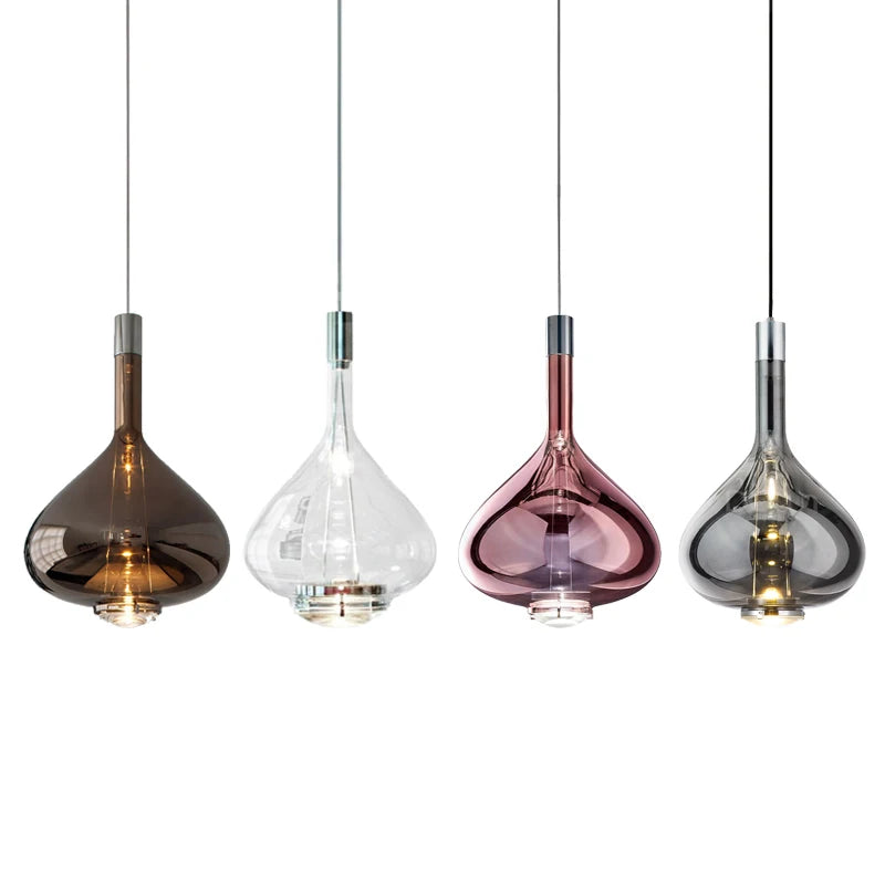 Moderner LED-Glas-Pendelleuchte, Elegante Hängelampe für Küche, Restaurant und Bar, Dekorativer Kronleuchter mit Langem Kabel - Unique Outlet