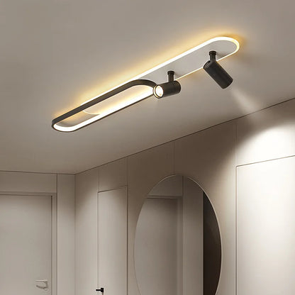 Moderne LED-Deckenleuchte mit Spotlight, Elegante Deckenlampe für Wohnzimmer, Flur und Esszimmer, stilvolle Innenbeleuchtung in Schwarz/Gold - Unique Outlet