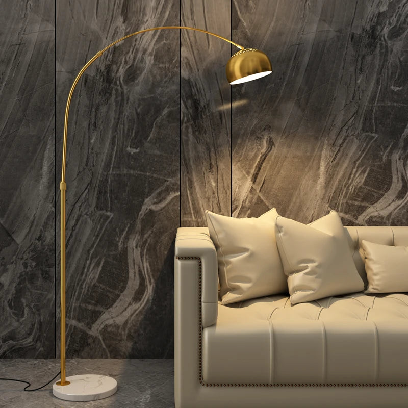 Moderne Stehlampe mit verstellbarem Angelruten-Design und Marmorfuß, Fernbedienung, LED-Licht für Wohn- und Schlafzimmer - Unique Outlet