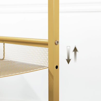 3-Ebenen Beistelltisch mit Gehärtetem Glas und Gitter, Telefon-Tisch für Wohn- und Schlafzimmer - Unique Outlet
