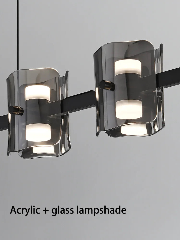Moderne Hängende LED-Pendelleuchten für Esszimmer und Kücheninsel – Lange Bar-Kronleuchter zur Dekoration in Schwarz - Unique Outlet