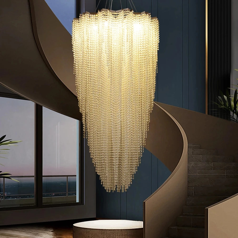 Große Luxus-Kristall-Kronleuchter in Gold und Chrom – Elegante Hängeleuchten für Wohnzimmer, Hotelhallen und Treppenhäuser - Unique Outlet