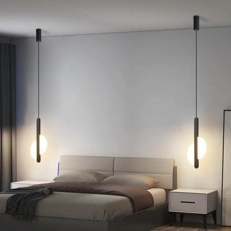 Moderne Minimalistische LED Pendelleuchten in Schwarz und Weiß - Elegante Kronleuchter für Schlafzimmer, Esszimmer und Bar-Dekoration - Unique Outlet