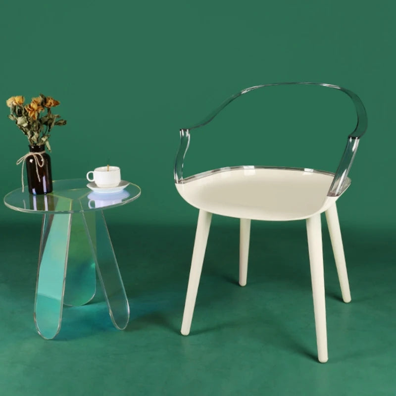 Moderner Acryl Esszimmerstuhl mit Armlehnen – Transparent, Nordisches Luxusdesign - Unique Outlet