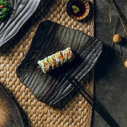 10-Zoll Kreative Keramik Sushi-Platte im japanischen Stil – Unregelmäßig geformte Servierplatte - Unique Outlet