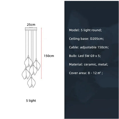 Moderne Keramik-Blütenform LED-Deckenleuchte - Unique Outlet
