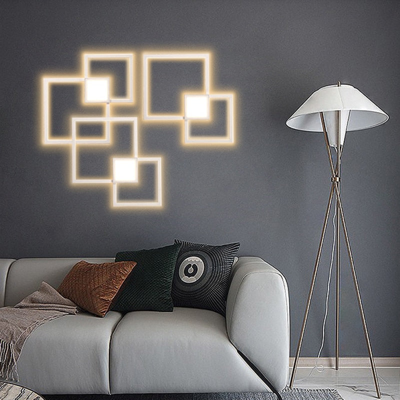 Minimalistische Wandleuchte, Dimmbar, Quadratische LED-Wandleuchte aus Metall für Eingangsbereiche, Innenraumdekoration, Schwarz oder Weiß, 110V-240V - Unique Outlet