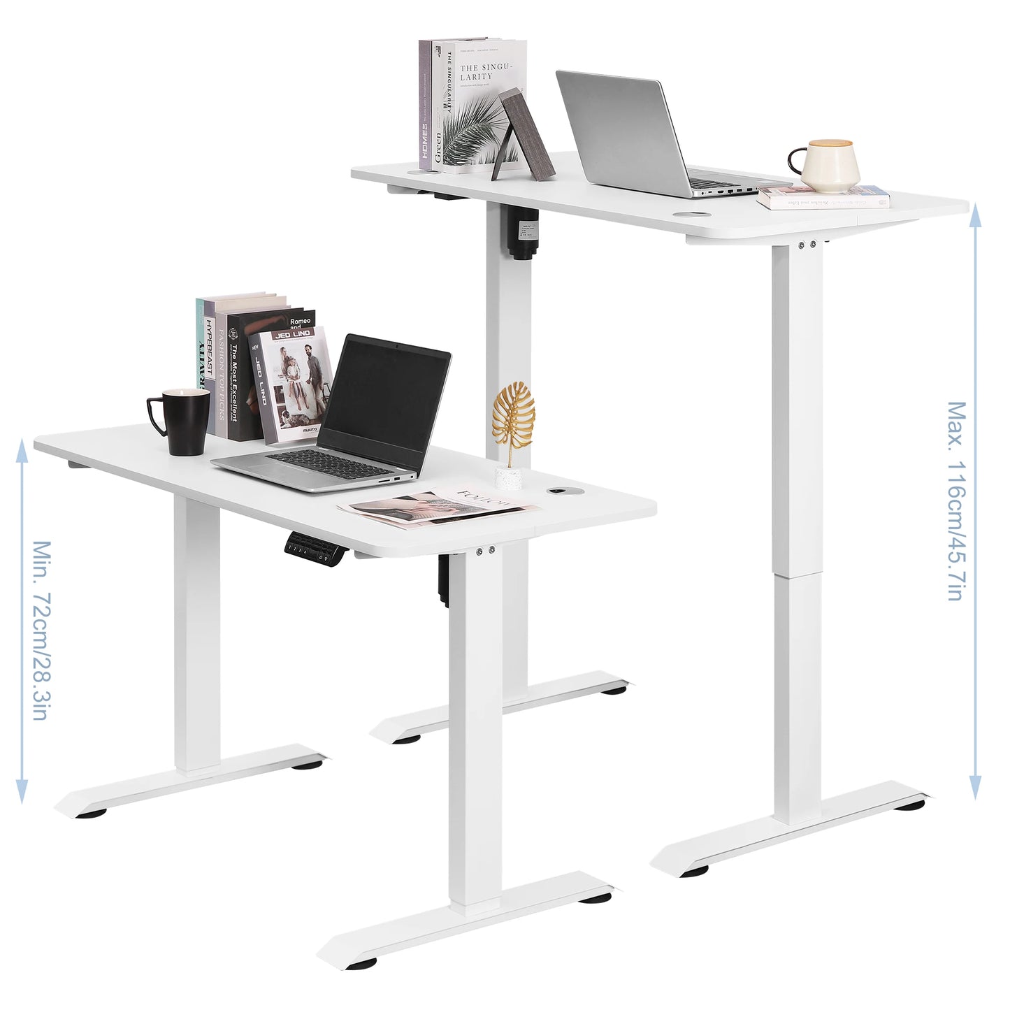 Höhenverstellbarer Computertisch mit 4 Speichertasten - 120x60 cm Elektrischer Stehtisch aus Stahl fürs Home Office - Unique Outlet