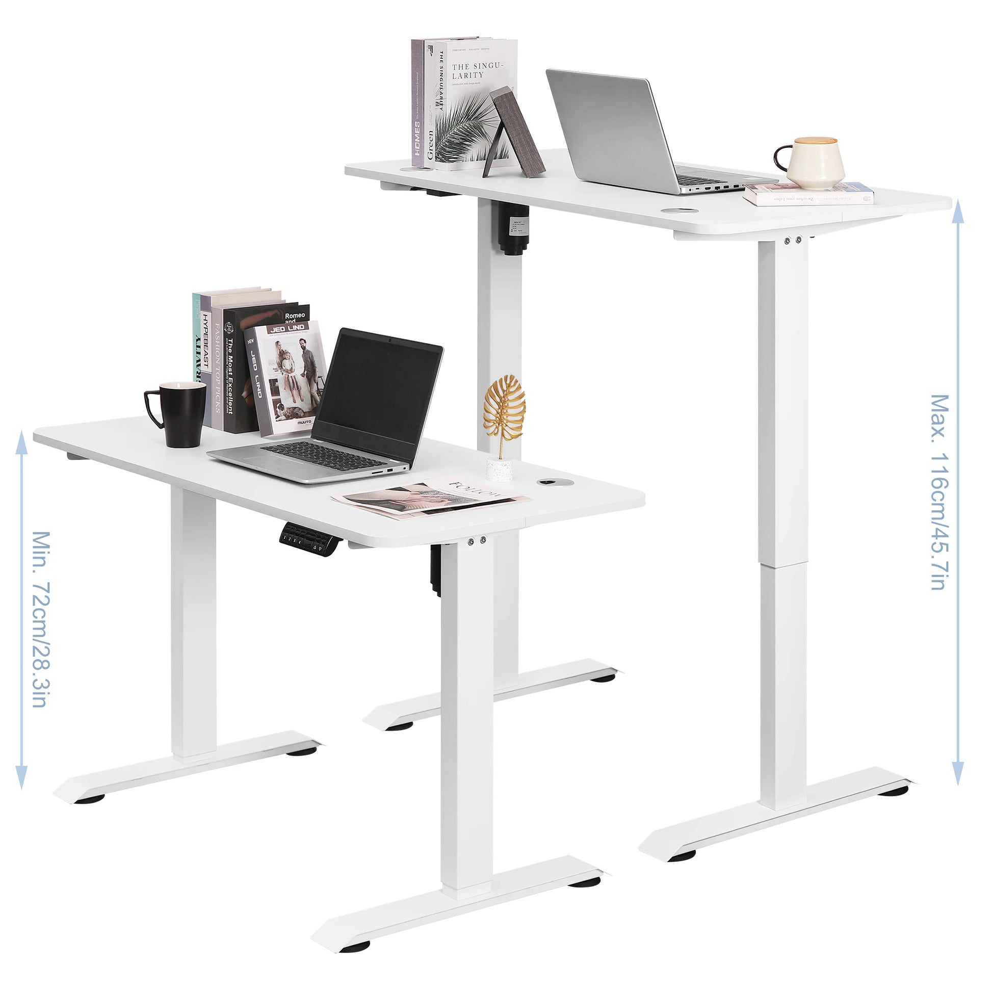Höhenverstellbarer Computertisch mit 4 Speichertasten - 120x60 cm Elektrischer Stehtisch aus Stahl fürs Home Office - Unique Outlet