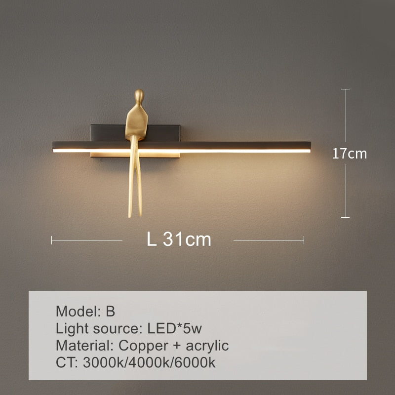 Nordisches Leicht-Luxus Wandlampe aus Kupfer: Minimalistische, gehobene Wandleuchte für Schlafzimmer, Wohnzimmer und Nachttisch - Unique Outlet