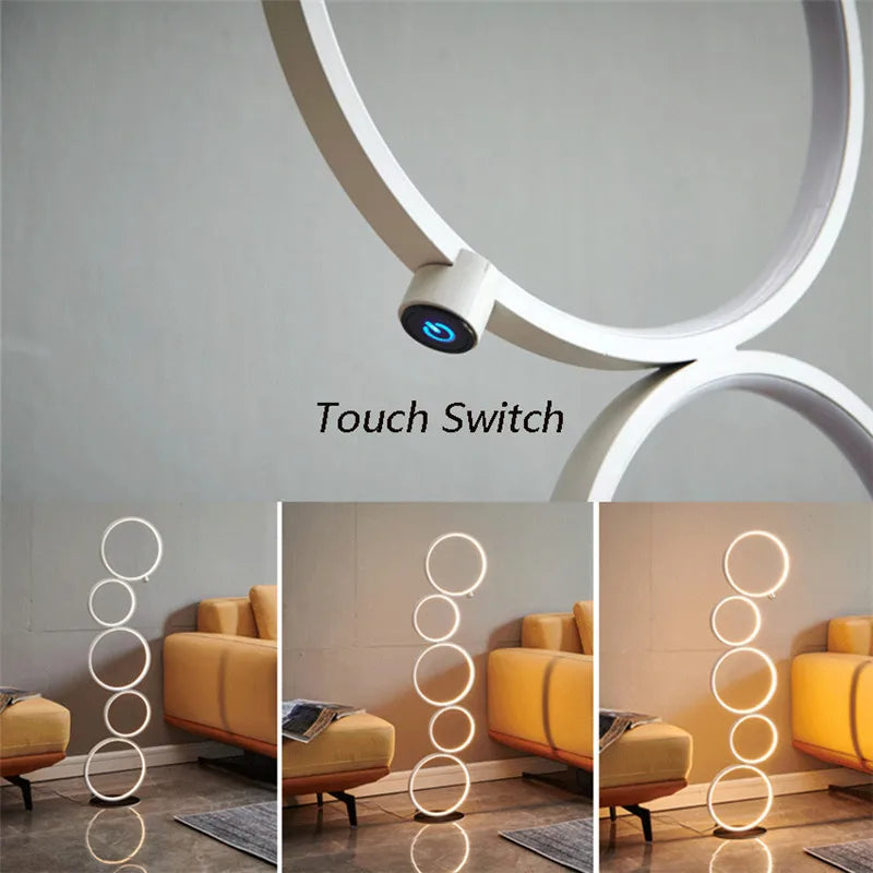 Moderne LED-Stehlampe Nordic mit Touch-Dimmer – Dekorative Eisen-Standleuchte - Unique Outlet