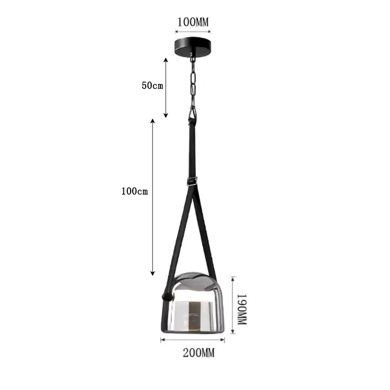 Moderne LED Glas Pendelleuchte im nordischen Postmodernen Design - Elegante Kunstleder Hängelampe für Schlafzimmer und Wohnbereich - Unique Outlet