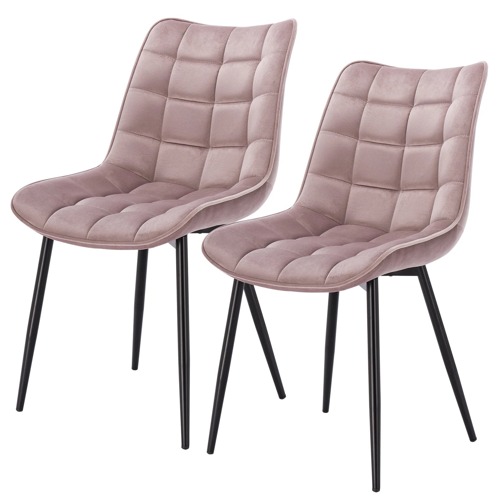 2er-Set Esszimmerstühle mit Samt/Lederimitat/Stoff - Hotel Restaurant Küchenstuhl mit gepolstertem Sitz und stabilen Metallbeinen - Unique Outlet