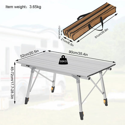 Faltbarer Campingtisch - Höhenverstellbarer Outdoor-Tisch für Picknick, Garten und Reisen, Klappbarer Schreibtisch - Unique Outlet