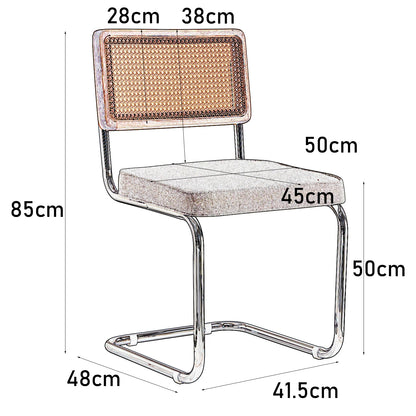 Elegantes Stuhlset mit Rattan-Rückenlehne und Metallgestell, 2er-Set - Unique Outlet