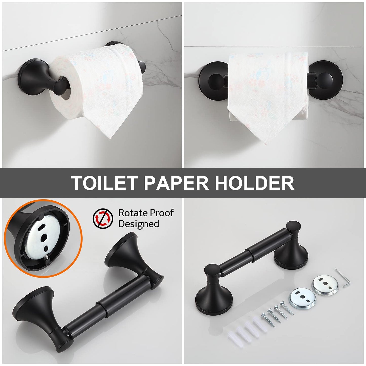 Schwarzes Badezimmer-Zubehör-Set, Handtuchhalter-Set, 4-teiliges Set fürs Bad - Unique Outlet
