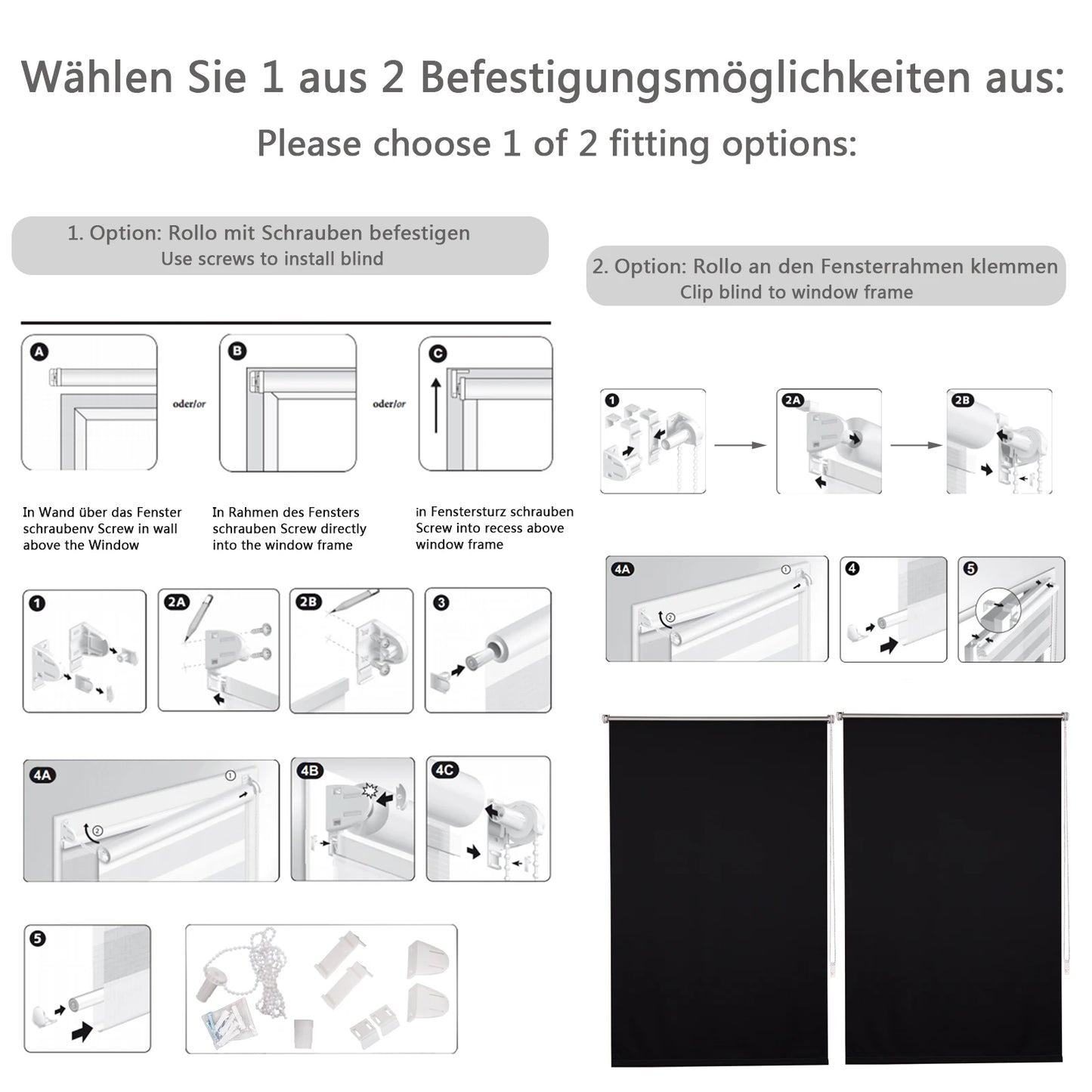 Thermo-Verdunkelungsrollo - Lichtundurchlässig, ohne Bohren, Sonnenschutz für Fenster und Türen - Unique Outlet