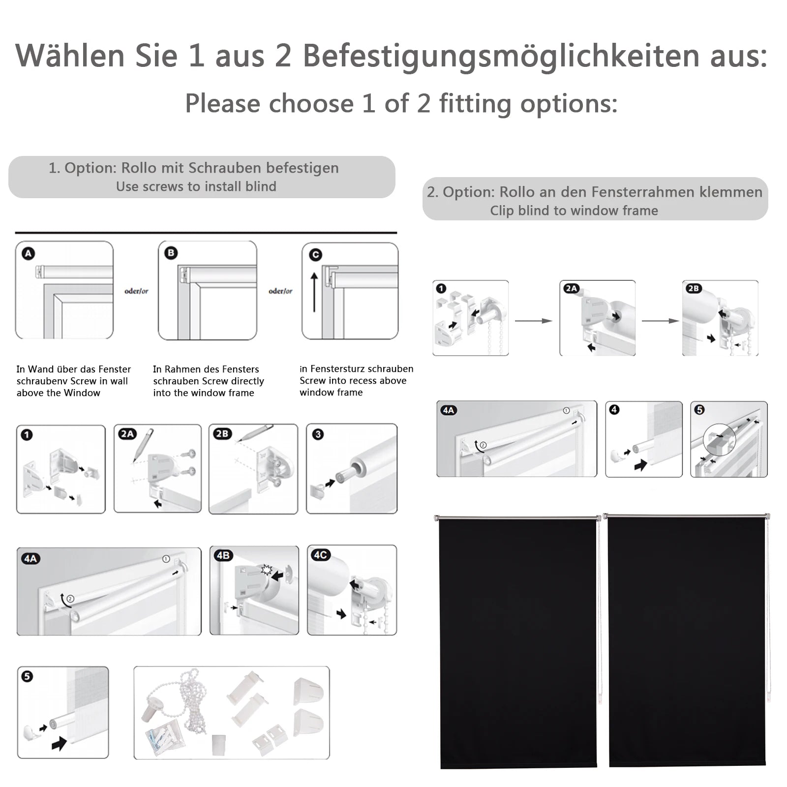 Thermo-Verdunkelungsrollo - Lichtundurchlässig, ohne Bohren, Sonnenschutz für Fenster und Türen - Unique Outlet
