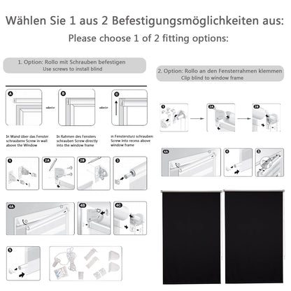 Thermo-Verdunkelungsrollo - Lichtundurchlässig, ohne Bohren, Sonnenschutz für Fenster und Türen - Unique Outlet