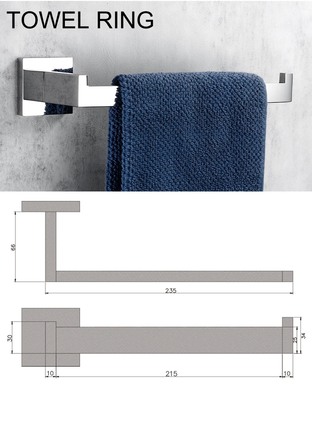 Badezimmer-Zubehörset Bagnolux aus Edelstahl 304 – Handtuchstange, Kleiderhaken, Toilettenpapierhalter, Handtuchring in Polierter Ausführung - Unique Outlet