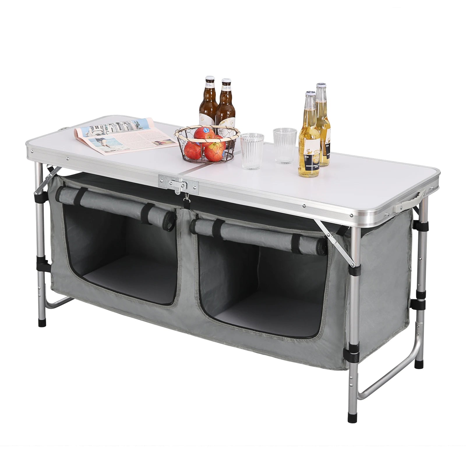 Faltbarer Campingtisch mit Aufbewahrungstasche - Aluminium Koffer-Tisch, Höhenverstellbar, für Outdoor und Garten - Unique Outlet